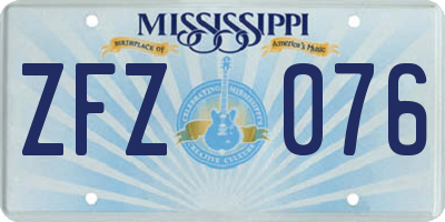 MS license plate ZFZ076
