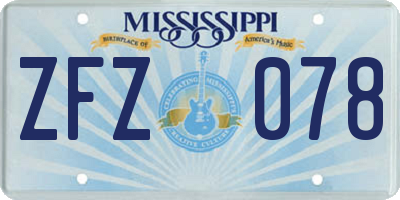 MS license plate ZFZ078