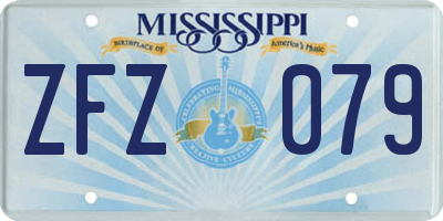 MS license plate ZFZ079