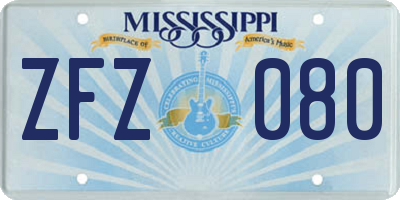 MS license plate ZFZ080
