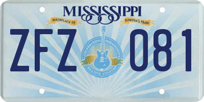 MS license plate ZFZ081