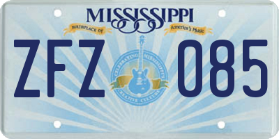MS license plate ZFZ085