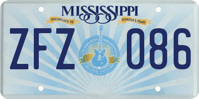 MS license plate ZFZ086