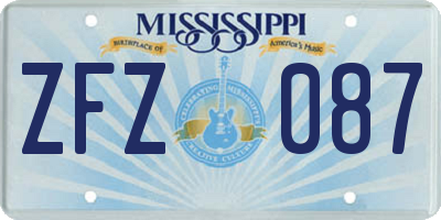 MS license plate ZFZ087