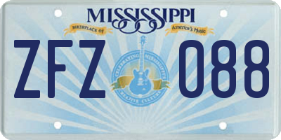MS license plate ZFZ088