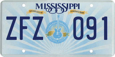 MS license plate ZFZ091