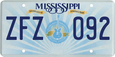 MS license plate ZFZ092