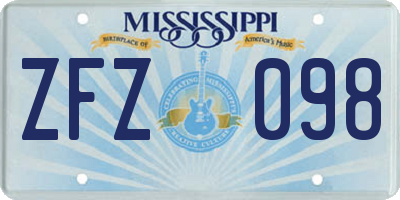 MS license plate ZFZ098