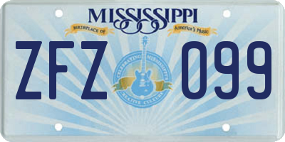 MS license plate ZFZ099