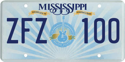 MS license plate ZFZ100