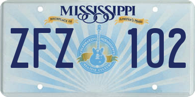 MS license plate ZFZ102
