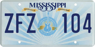 MS license plate ZFZ104