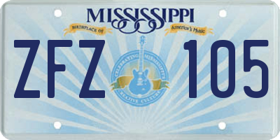 MS license plate ZFZ105