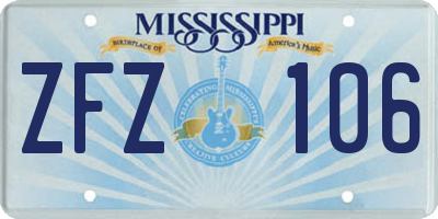 MS license plate ZFZ106