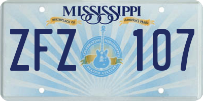 MS license plate ZFZ107