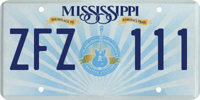 MS license plate ZFZ111