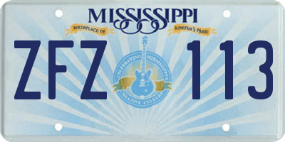 MS license plate ZFZ113