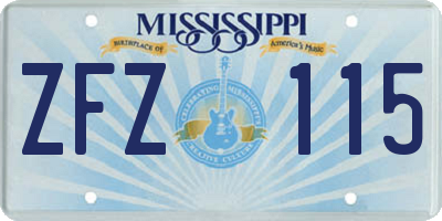MS license plate ZFZ115