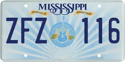 MS license plate ZFZ116