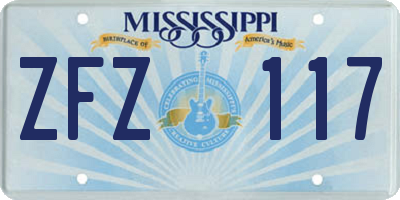 MS license plate ZFZ117