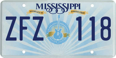 MS license plate ZFZ118