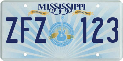 MS license plate ZFZ123