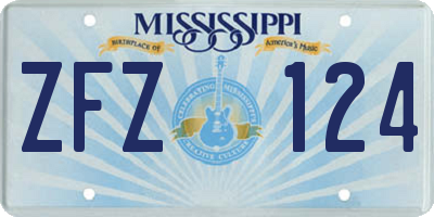 MS license plate ZFZ124