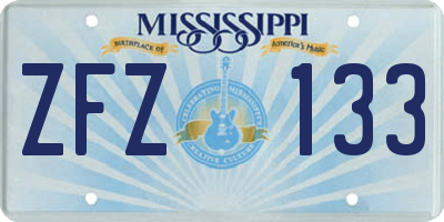 MS license plate ZFZ133