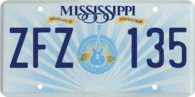 MS license plate ZFZ135