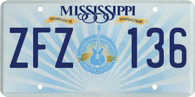 MS license plate ZFZ136
