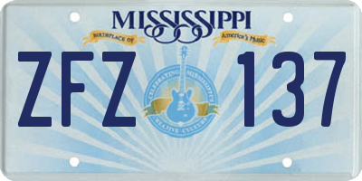 MS license plate ZFZ137