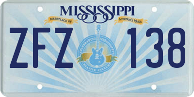 MS license plate ZFZ138