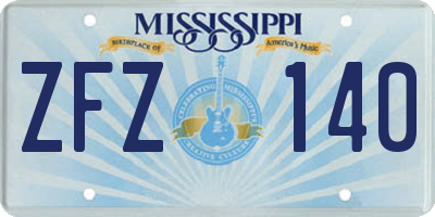 MS license plate ZFZ140