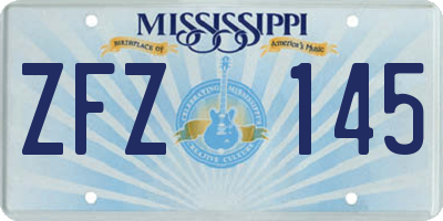 MS license plate ZFZ145