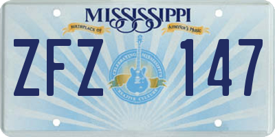 MS license plate ZFZ147