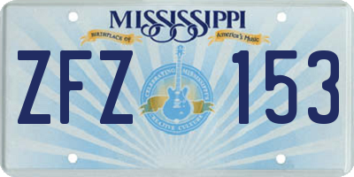 MS license plate ZFZ153