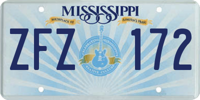 MS license plate ZFZ172