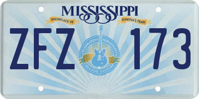 MS license plate ZFZ173
