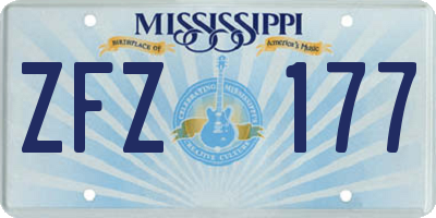 MS license plate ZFZ177
