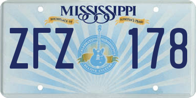 MS license plate ZFZ178