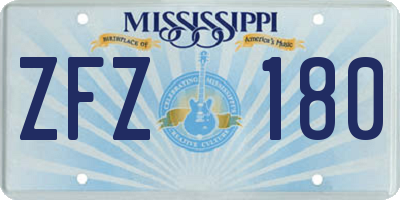 MS license plate ZFZ180