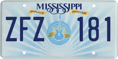 MS license plate ZFZ181