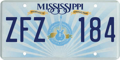 MS license plate ZFZ184