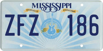 MS license plate ZFZ186