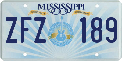 MS license plate ZFZ189