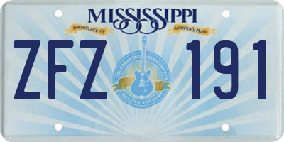 MS license plate ZFZ191