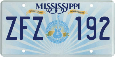 MS license plate ZFZ192