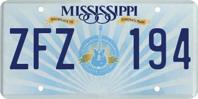 MS license plate ZFZ194