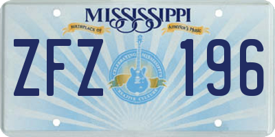 MS license plate ZFZ196