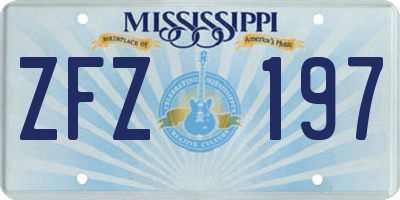 MS license plate ZFZ197